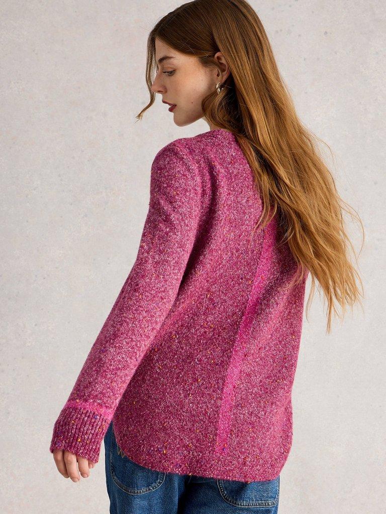 TALIA NEP CREW NECK JUMPER in DK PLUM - MODEL BACK