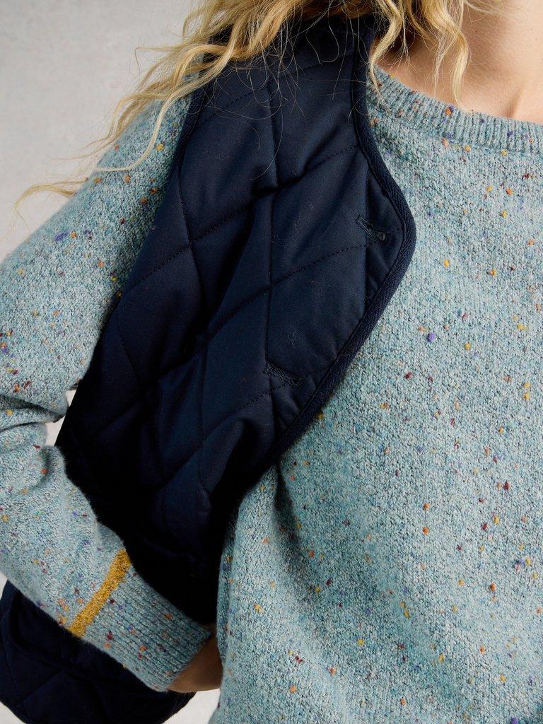 TALIA NEP CREW NECK JUMPER in DUS GREEN - MODEL DETAIL