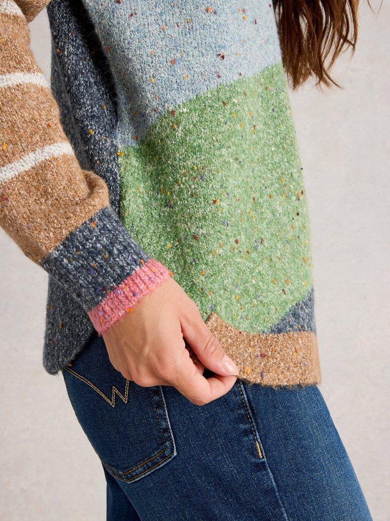 TALIA NEP CREW NECK JUMPER in GREEN MLT - MODEL DETAIL
