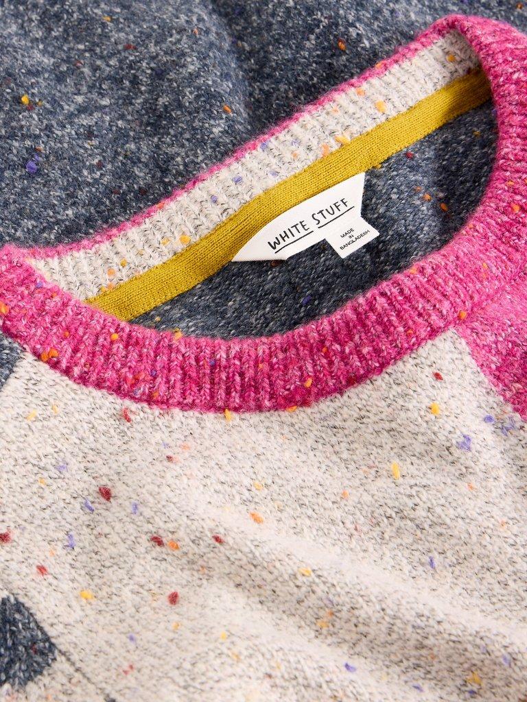 TALIA NEP CREW NECK JUMPER in PINK MLT - FLAT DETAIL