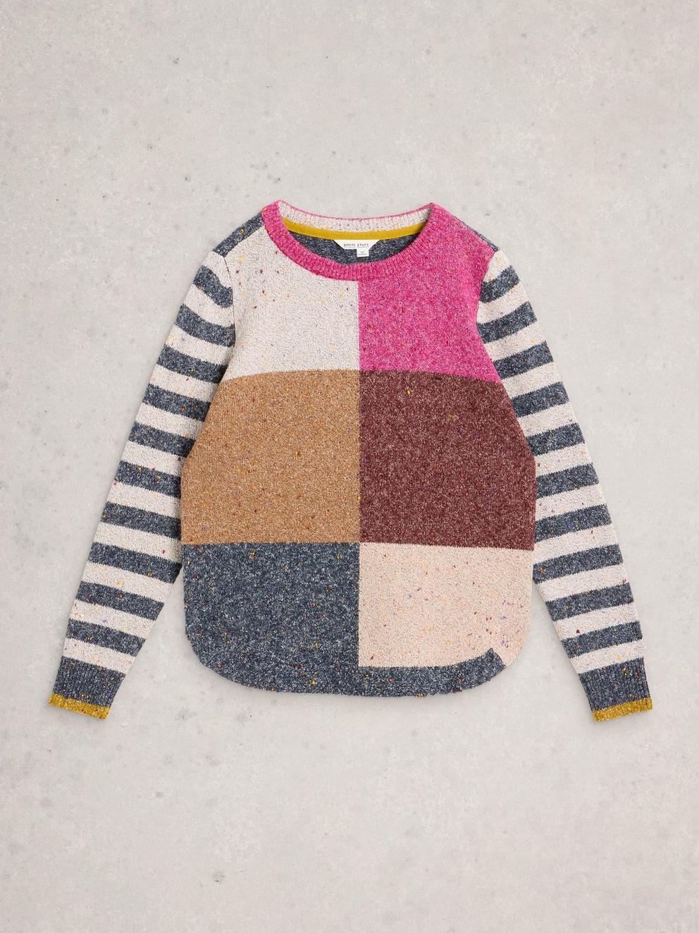 TALIA NEP CREW NECK JUMPER in PINK MLT - FLAT FRONT