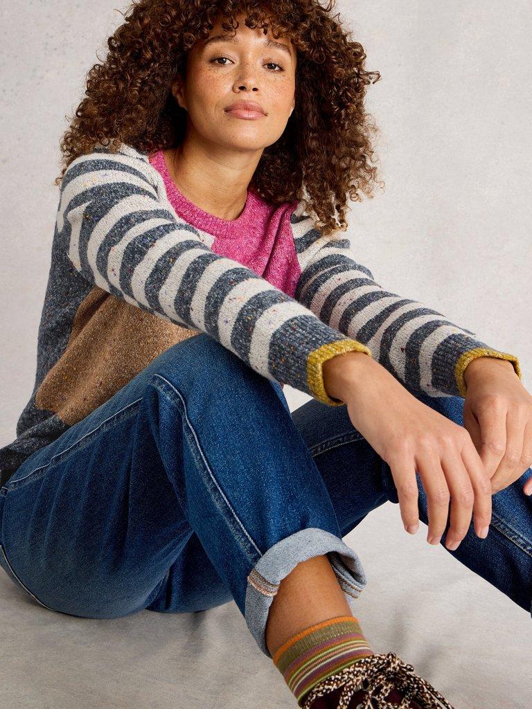 TALIA NEP CREW NECK JUMPER in PINK MLT - LIFESTYLE