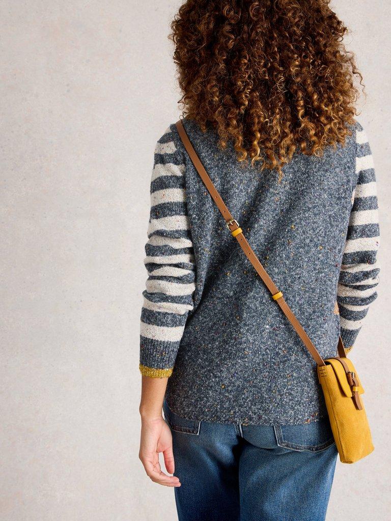 TALIA NEP CREW NECK JUMPER in PINK MLT - MODEL BACK