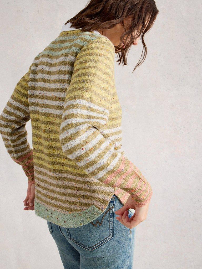 TALIA NEP CREW NECK JUMPER in YELLOW MLT - MODEL BACK
