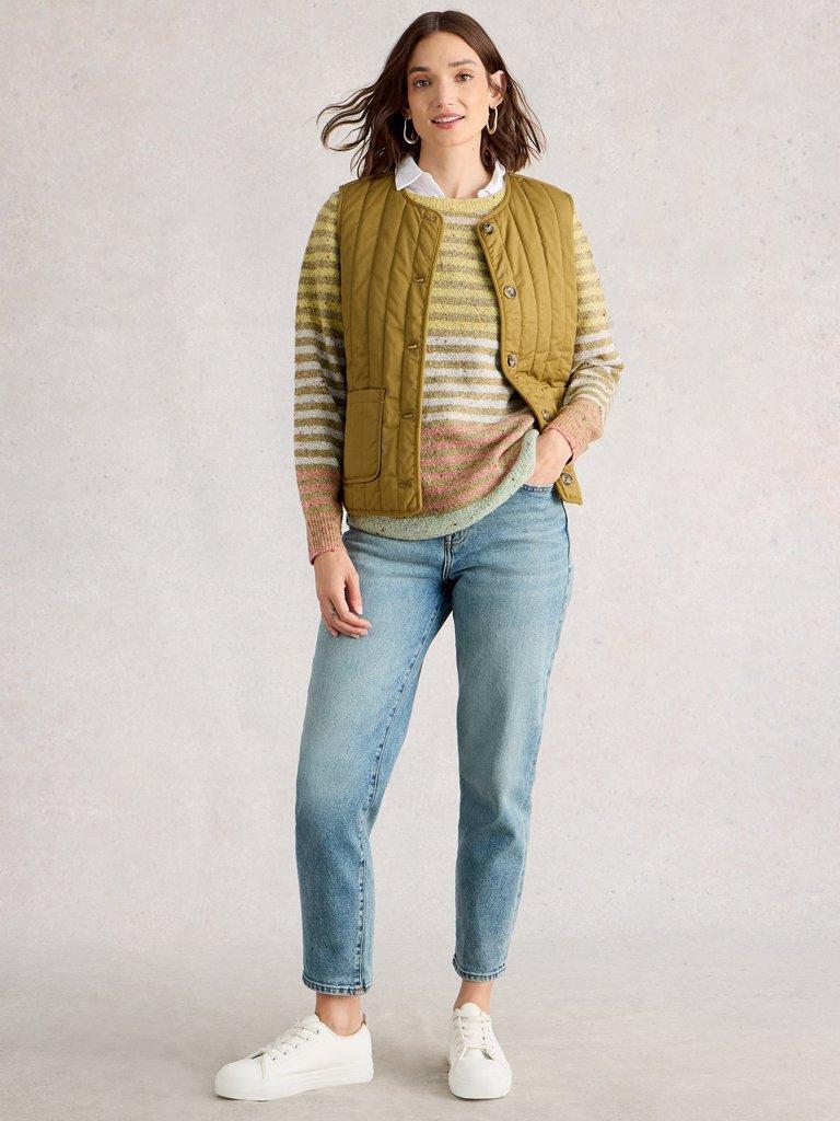 TALIA NEP CREW NECK JUMPER in YELLOW MLT - MODEL FRONT