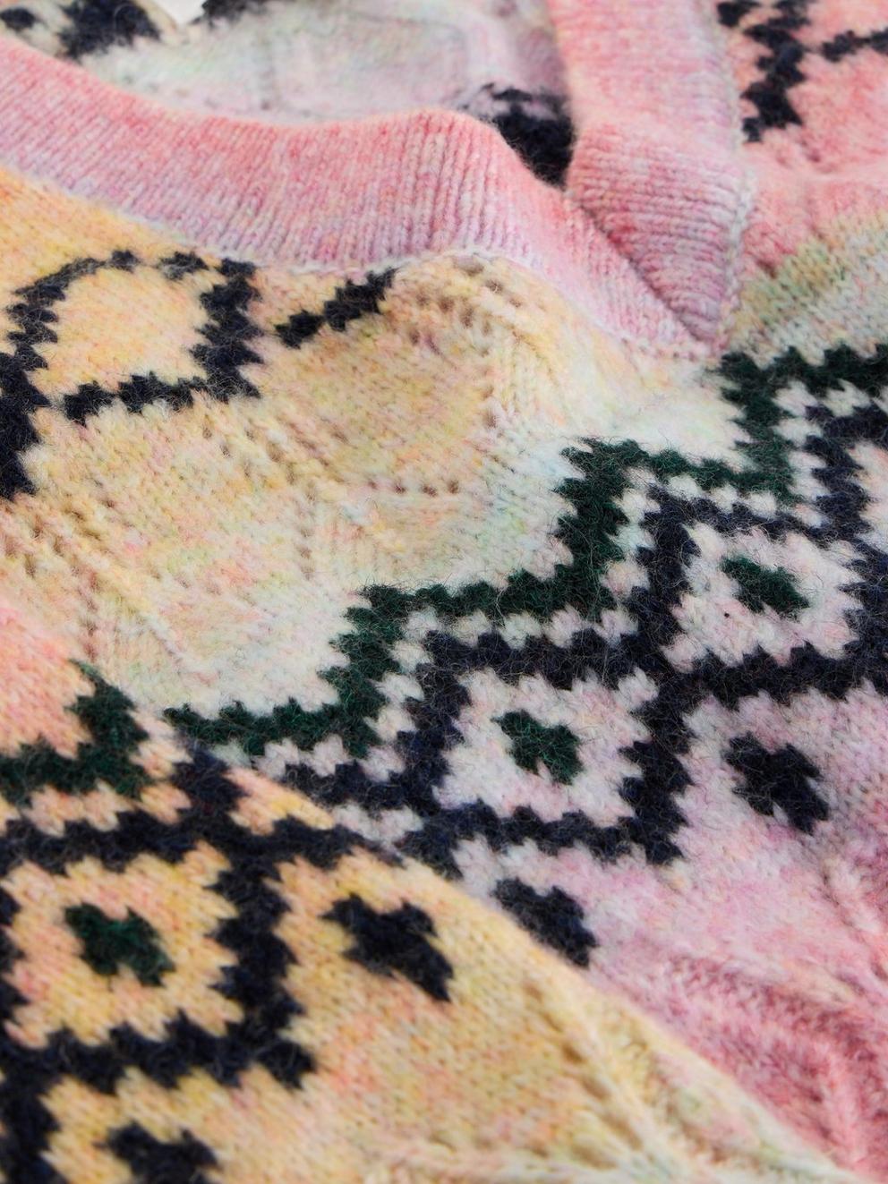 SPACEDYE POINTELLE JUMPER in PINK MLT - FLAT DETAIL