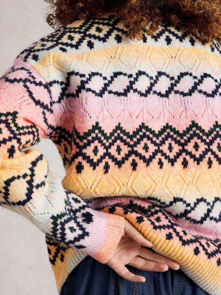 SPACEDYE POINTELLE JUMPER in PINK MLT - MODEL BACK