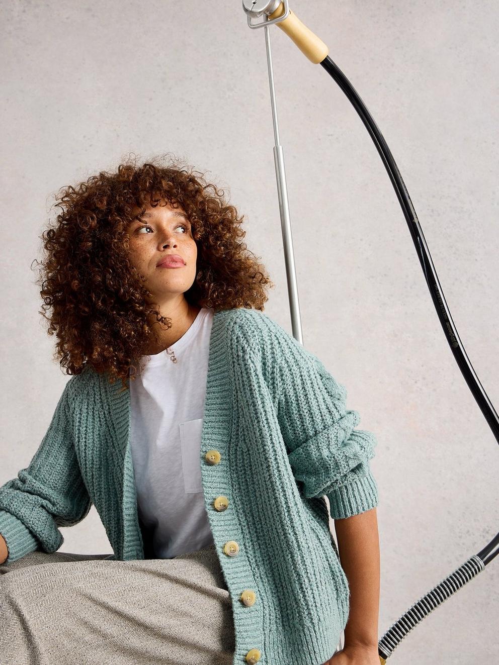 SALLY SLUB CARDIGAN in DUS GREEN - LIFESTYLE