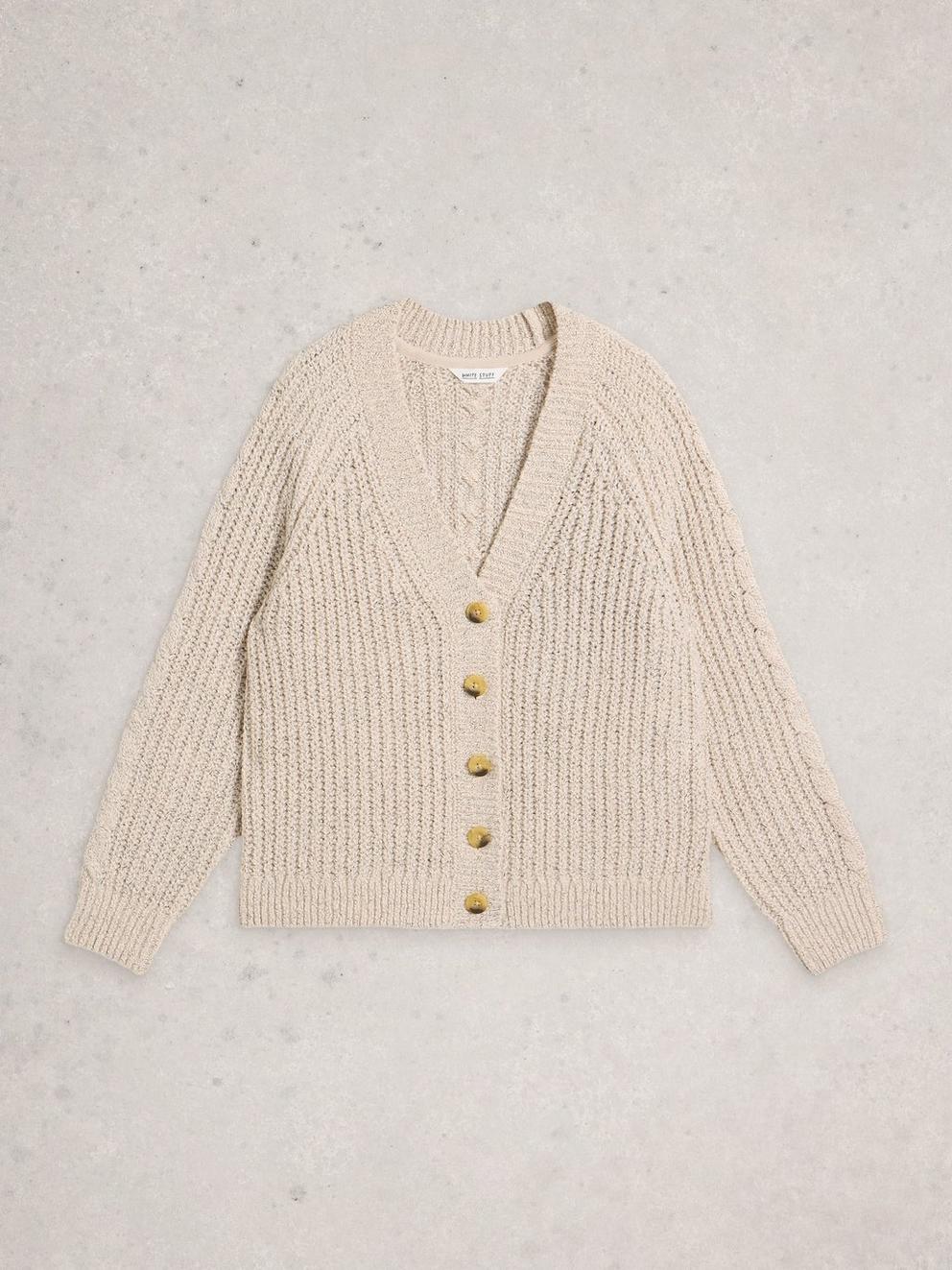 SALLY SLUB CARDIGAN in NAT MLT - FLAT FRONT