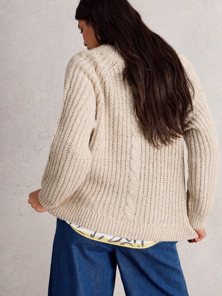 SALLY SLUB CARDIGAN in NAT MLT - MODEL BACK