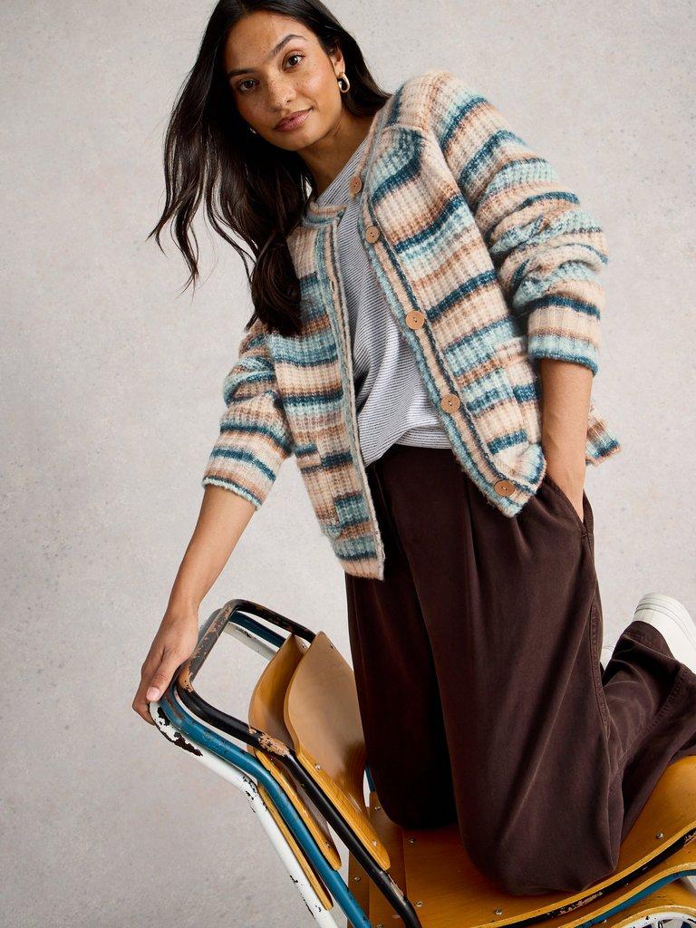 SUZANNA CREW CARDI in BLUE MLT - LIFESTYLE