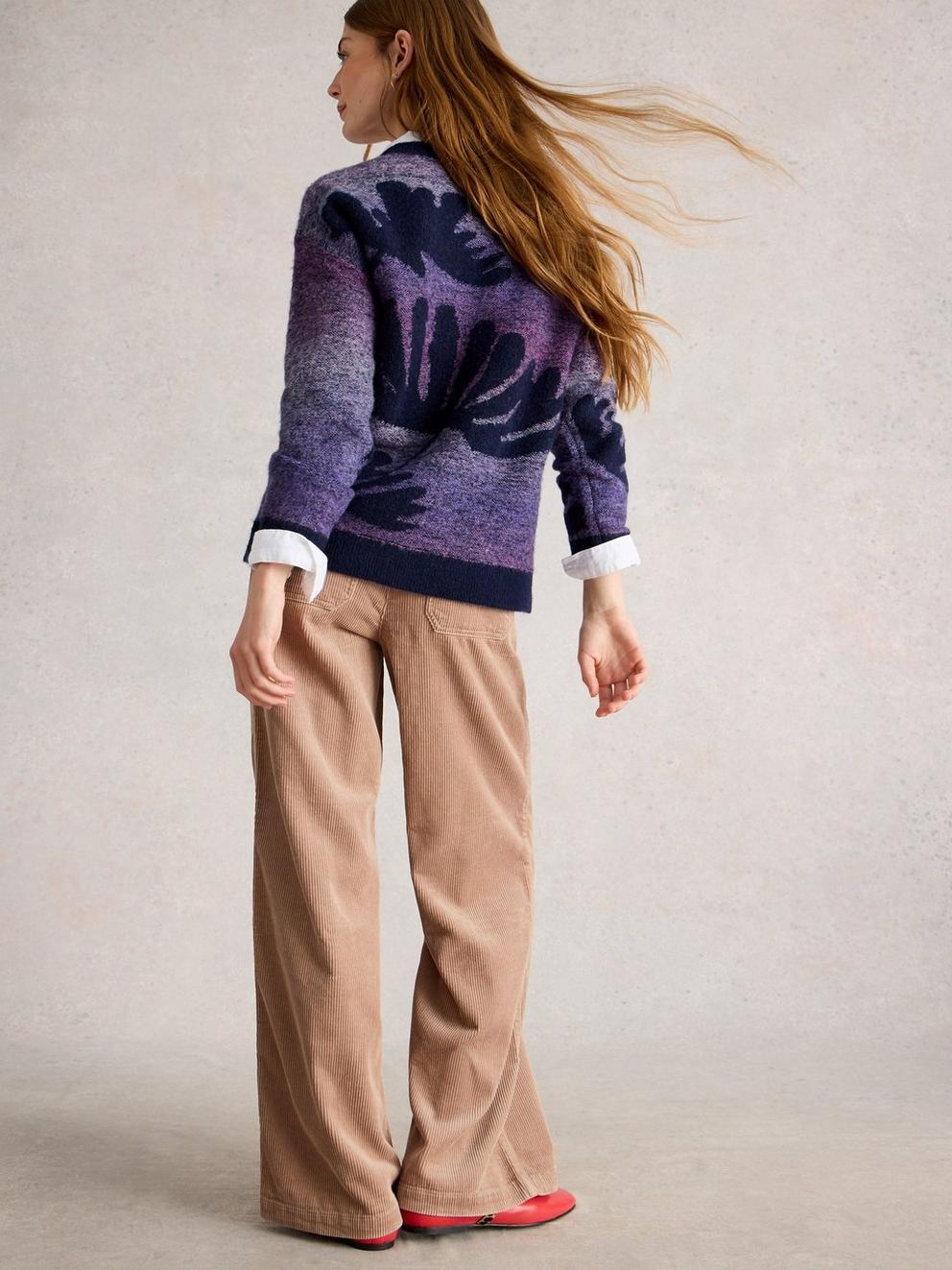 FERN SPACEDYE JUMPER in NAVY MULTI - MODEL BACK