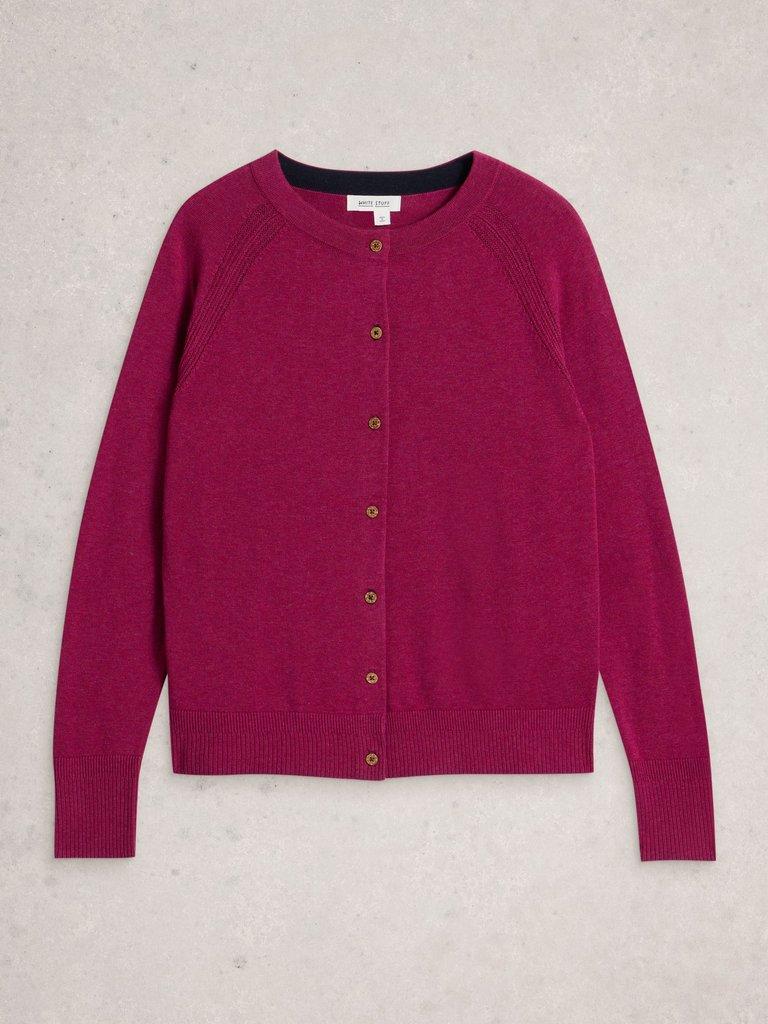 LULU CREW NECK LONG SLEEVE CARDI in DK PLUM - FLAT FRONT
