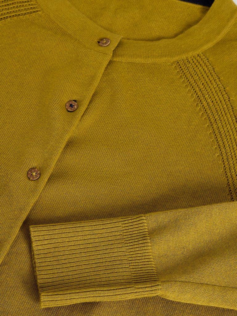LULU CREW NECK LONG SLEEVE CARDI in MID CHART - FLAT DETAIL