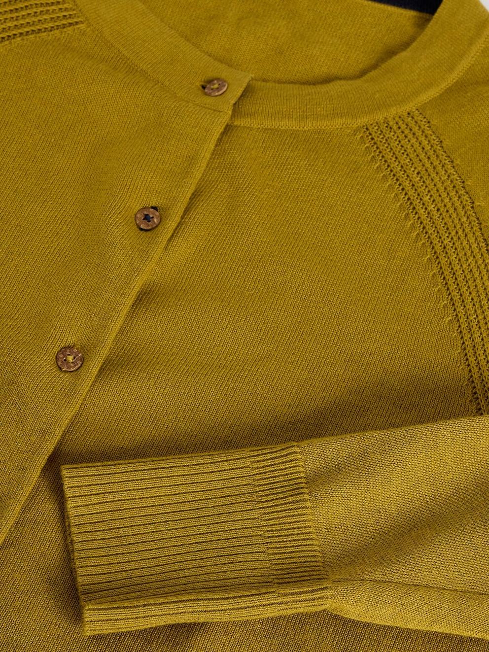 LULU CREW NECK LONG SLEEVE CARDI in MID CHART - FLAT DETAIL