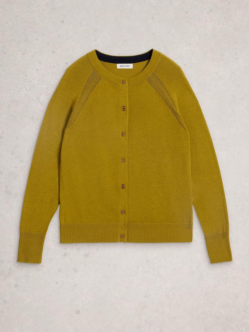 LULU CREW NECK LONG SLEEVE CARDI in MID CHART - FLAT FRONT