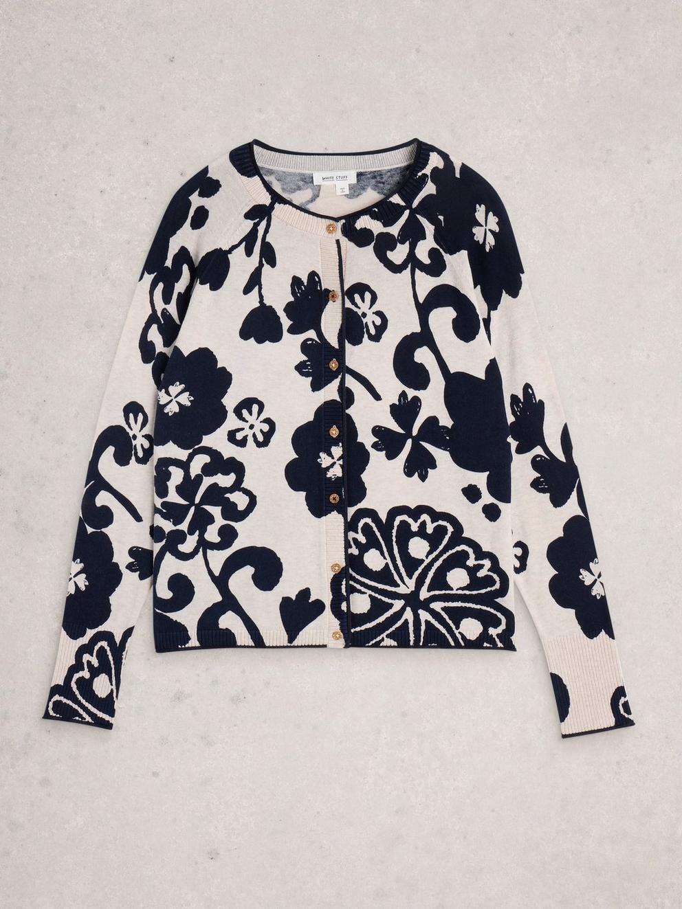 LULU PRINT CARDI in NAT MLT - FLAT FRONT