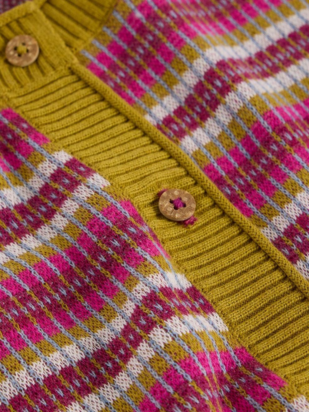 LULU PATTERN CARDIGAN in PINK MLT - FLAT DETAIL