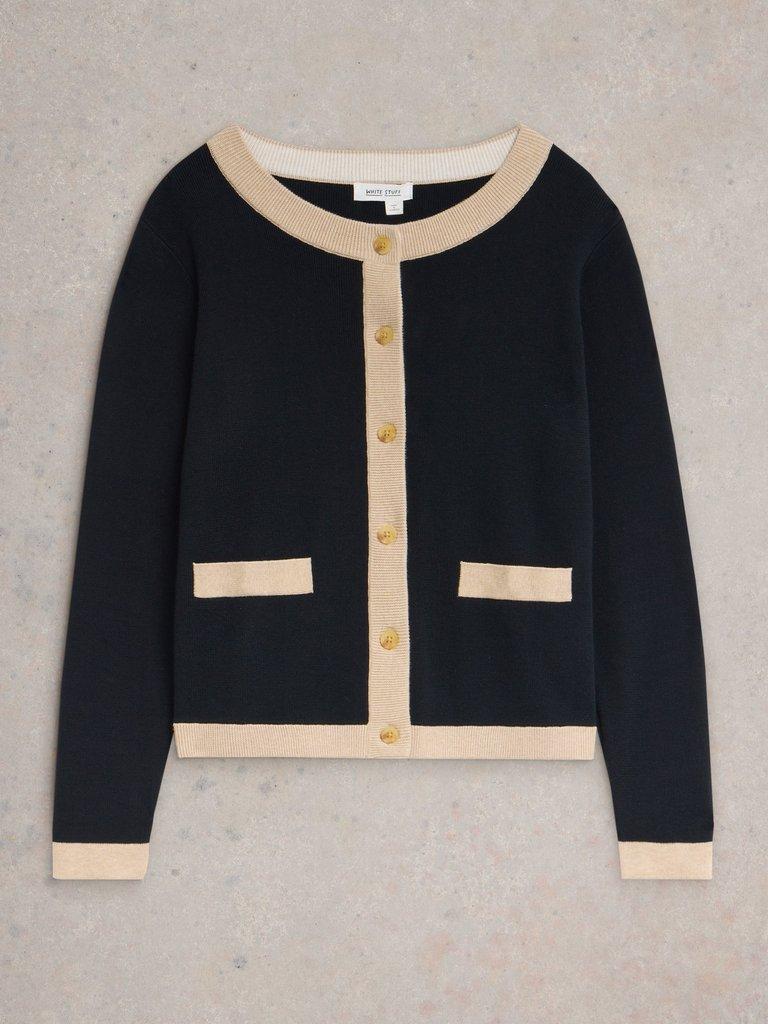 CHARLOTTE LONG SLEEVE CARDI in BLK MLT - FLAT FRONT