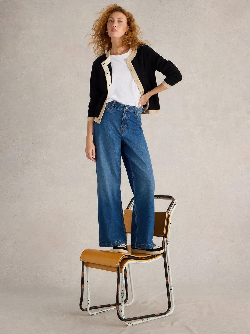 CHARLOTTE LONG SLEEVE CARDI in BLK MLT - LIFESTYLE