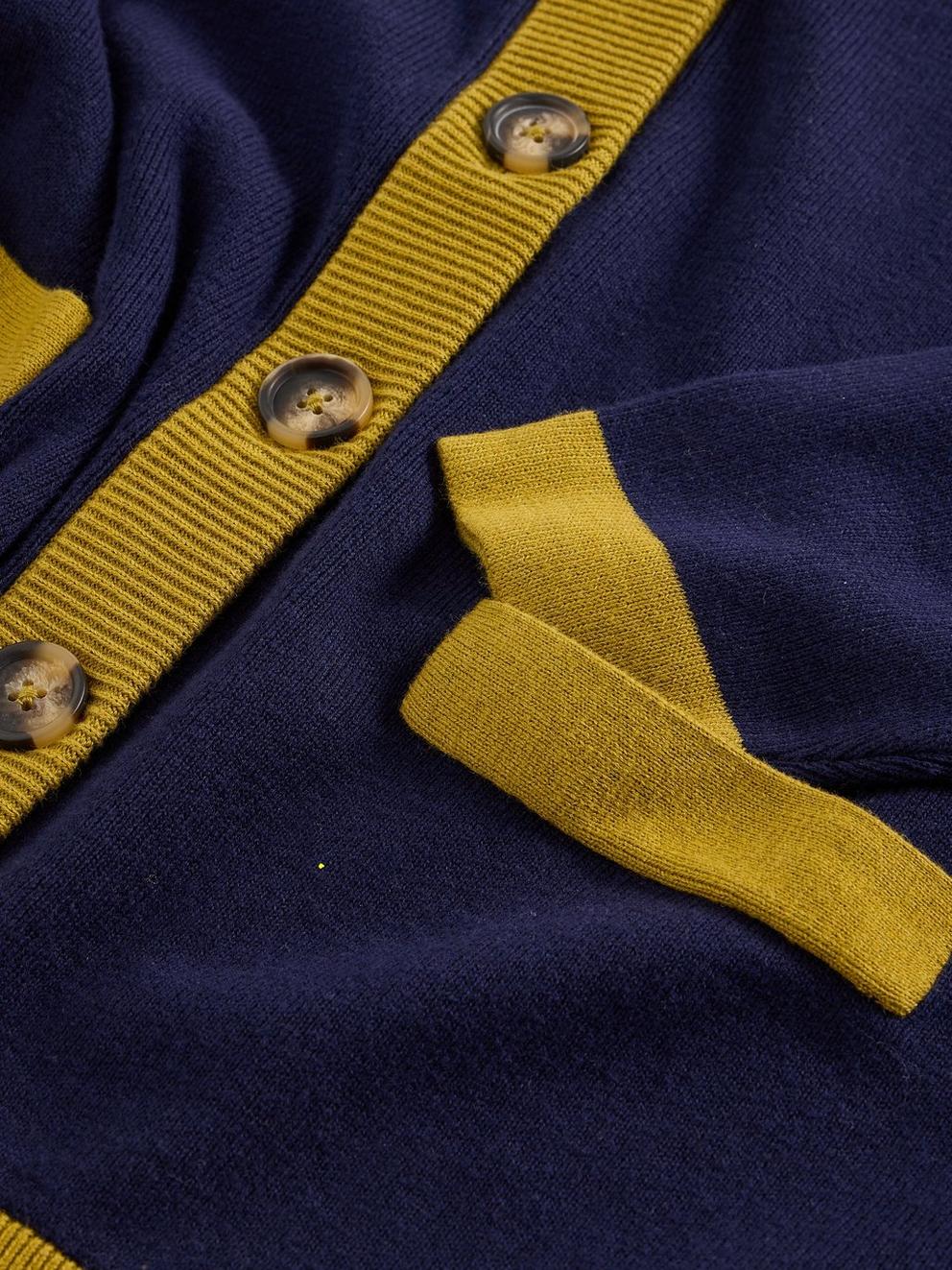 CHARLOTTE LONG SLEEVE CARDI in DARK NAVY - FLAT DETAIL