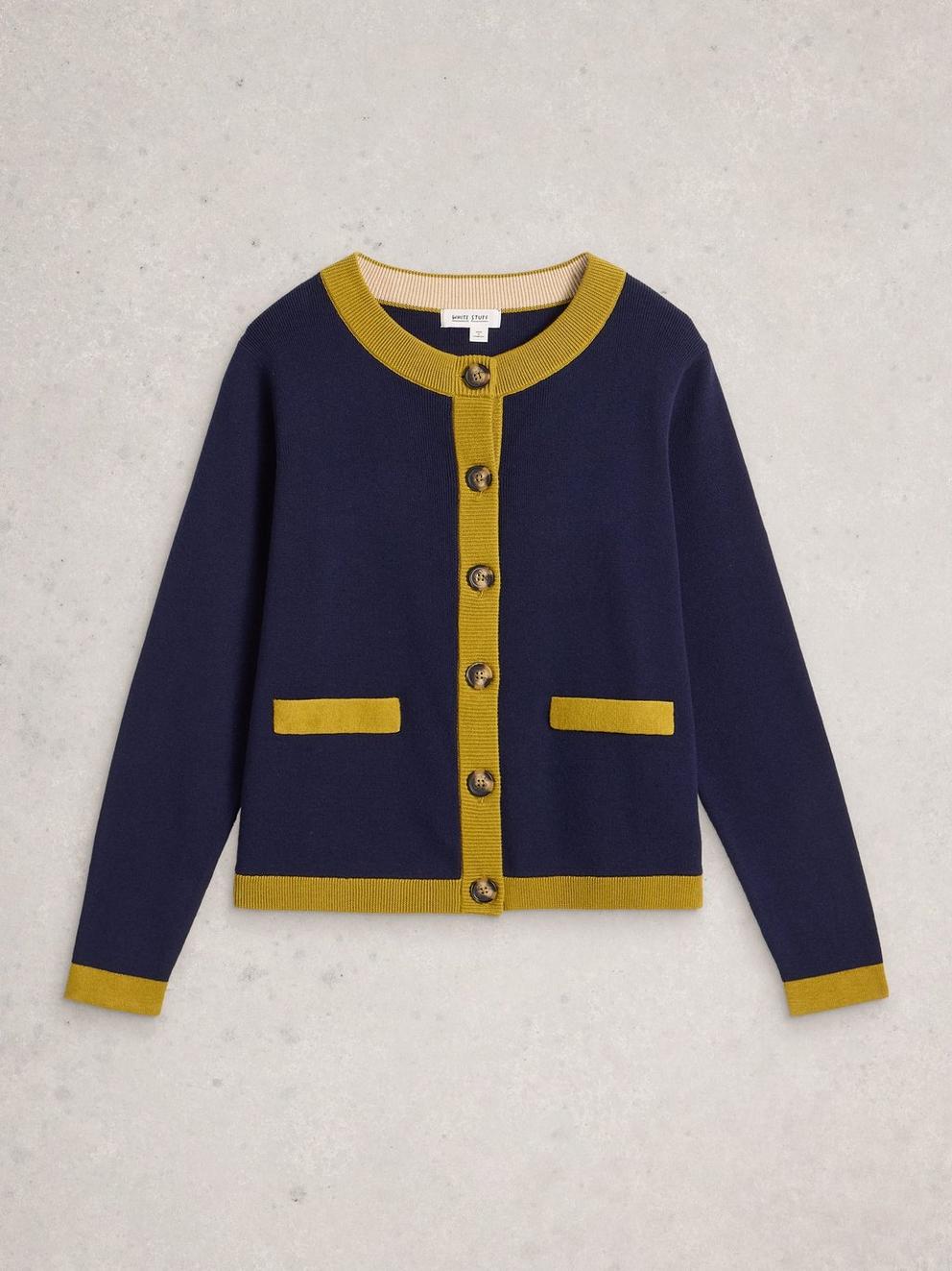 CHARLOTTE LONG SLEEVE CARDI in DARK NAVY - FLAT FRONT