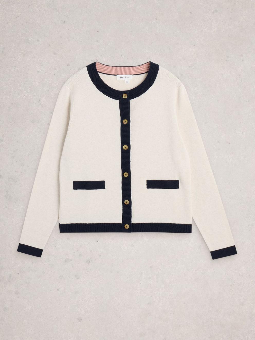 CHARLOTTE LONG SLEEVE CARDI in NAT MLT - FLAT FRONT