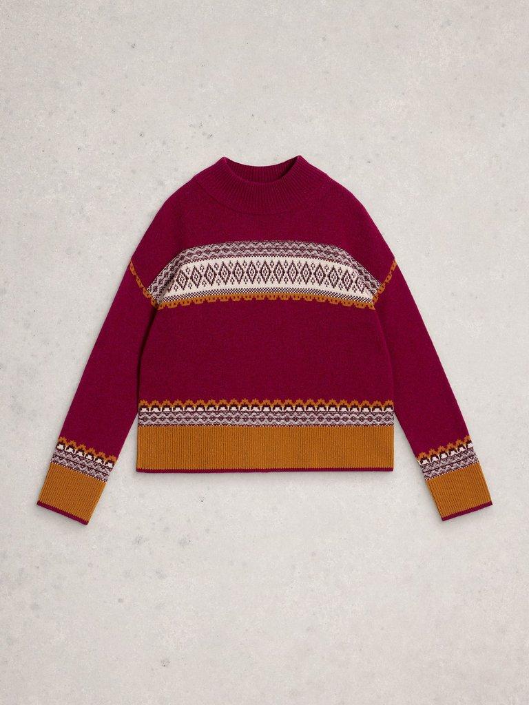 MILLIE FAIRISLE JUMPER in PINK MLT - FLAT FRONT