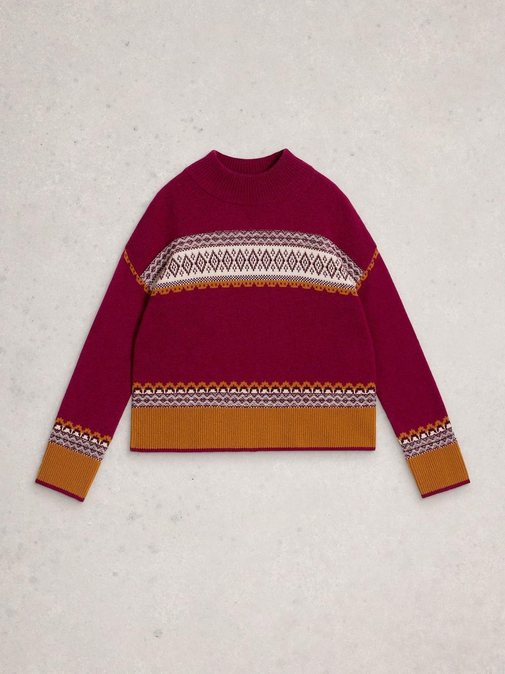 MILLIE FAIRISLE JUMPER in PINK MLT - FLAT FRONT