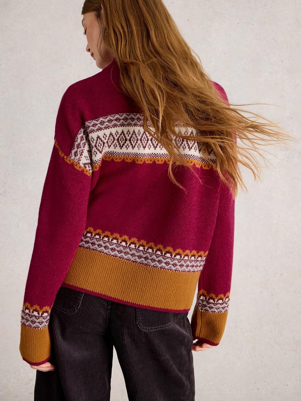 MILLIE FAIRISLE JUMPER in PINK MLT - MODEL BACK