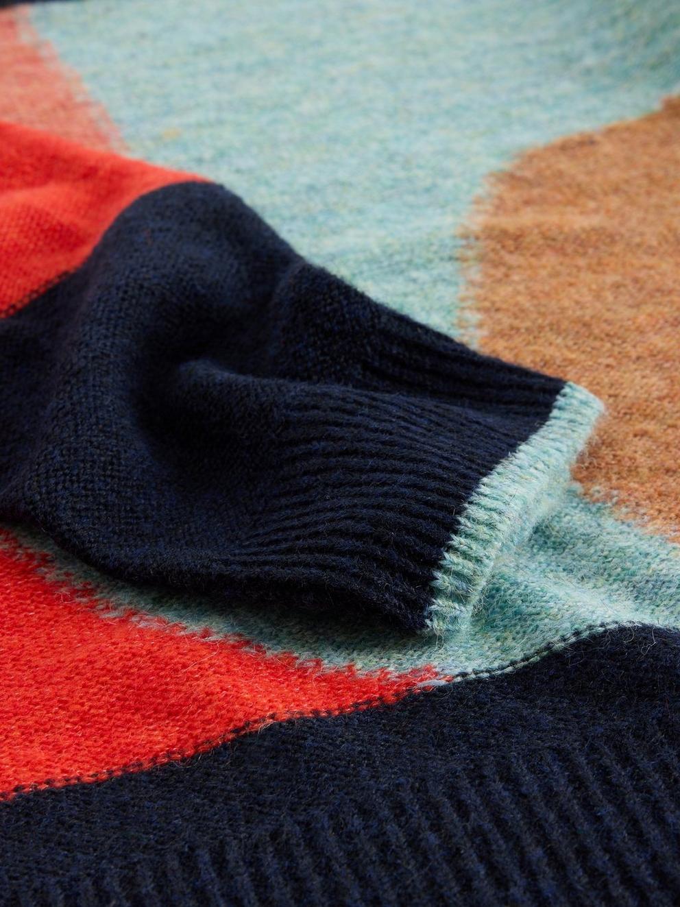 FREYA ABSTRACT JUMPER in NAVY MULTI - FLAT DETAIL