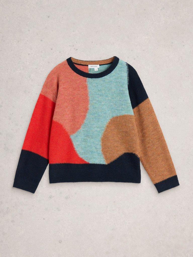 FREYA ABSTRACT JUMPER in NAVY MULTI - FLAT FRONT