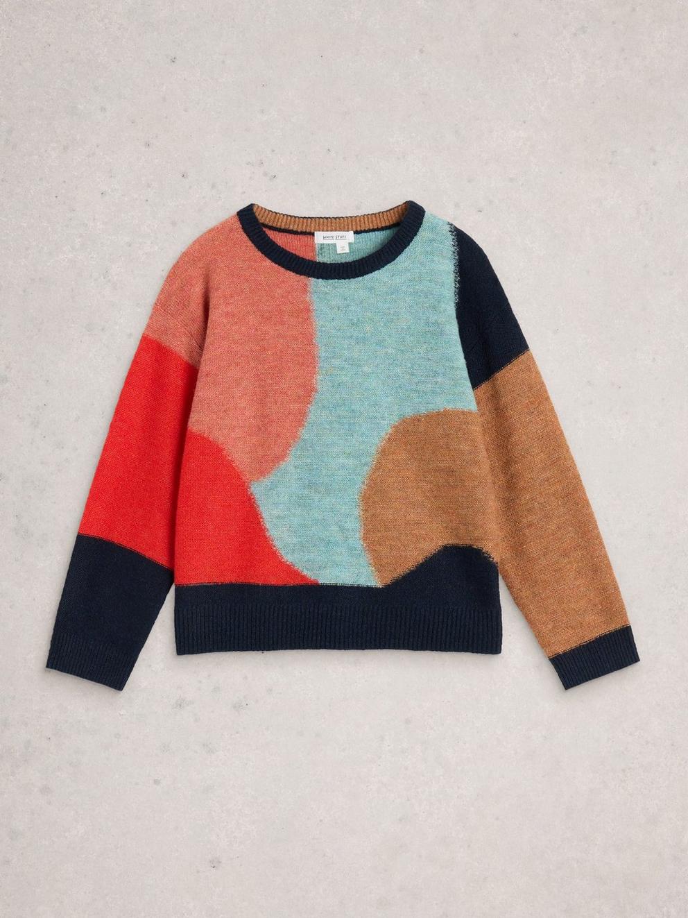 FREYA ABSTRACT JUMPER in NAVY MULTI - FLAT FRONT