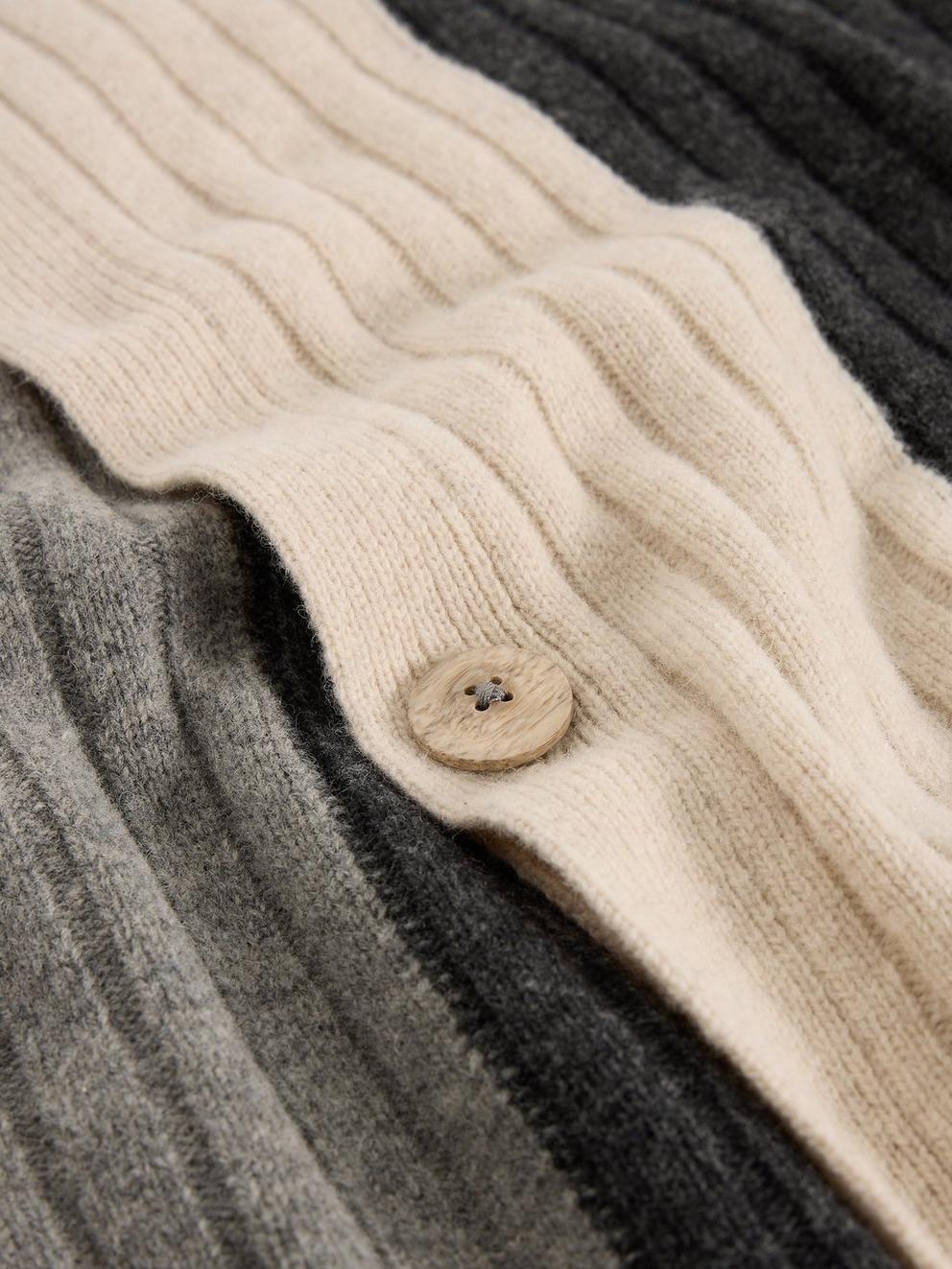 Ava Knitted Poncho in GREY MLT - FLAT DETAIL
