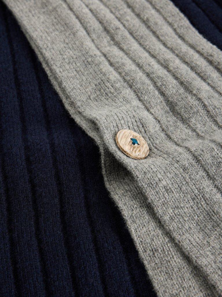 Ava Knitted Poncho in NAVY MULTI - FLAT DETAIL