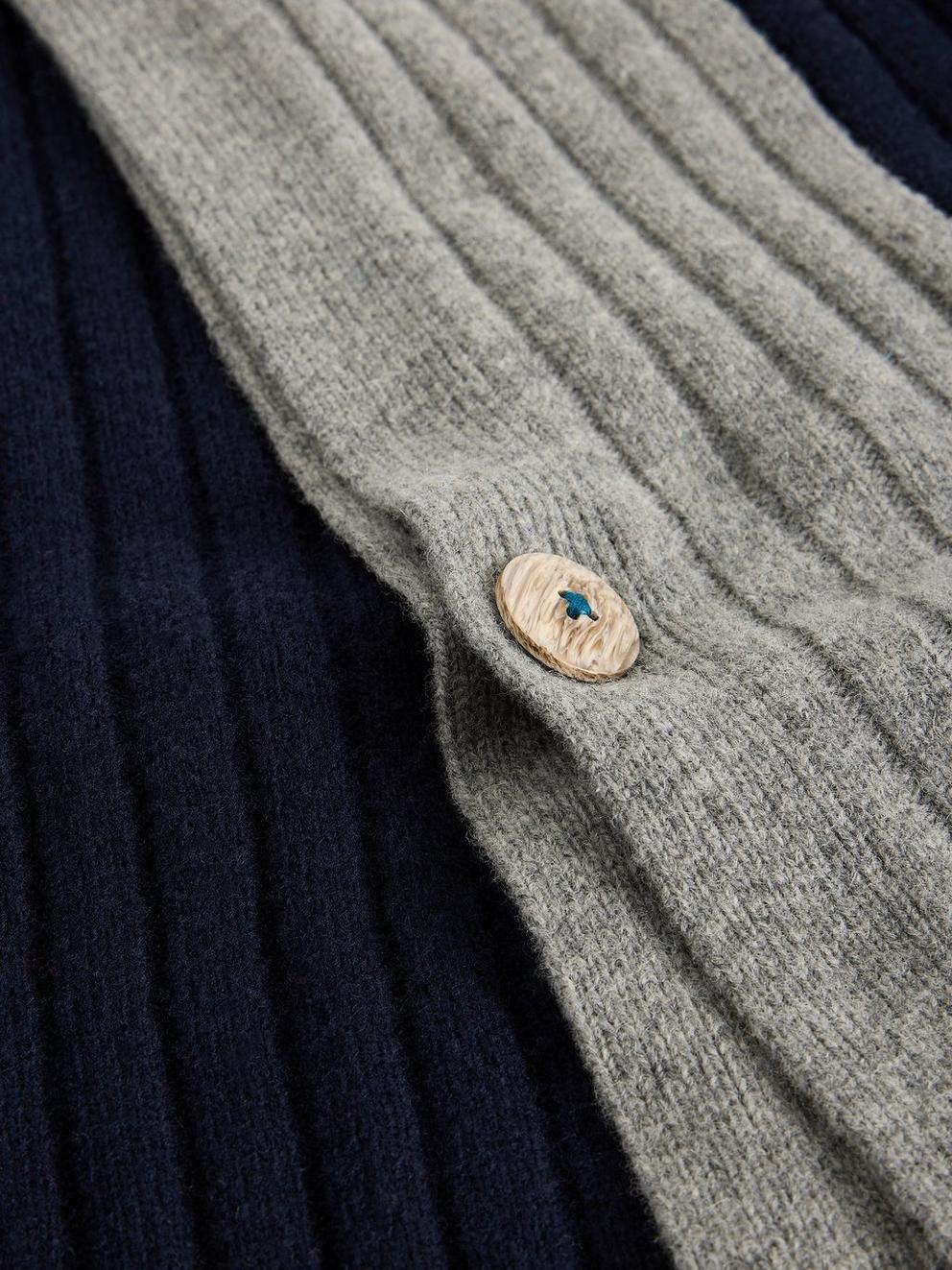 Ava Knitted Poncho in NAVY MULTI - FLAT DETAIL