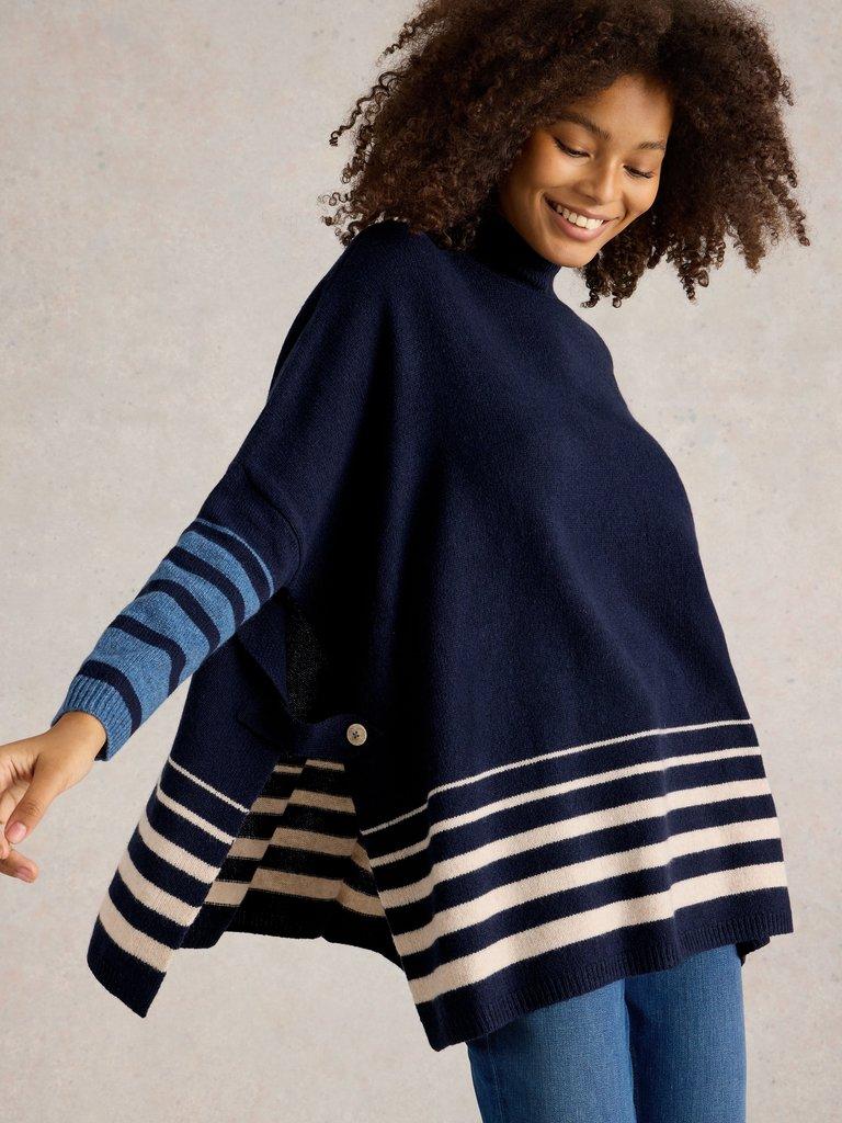 Ivy Side Slit Thrown On in NAVY MULTI - LIFESTYLE