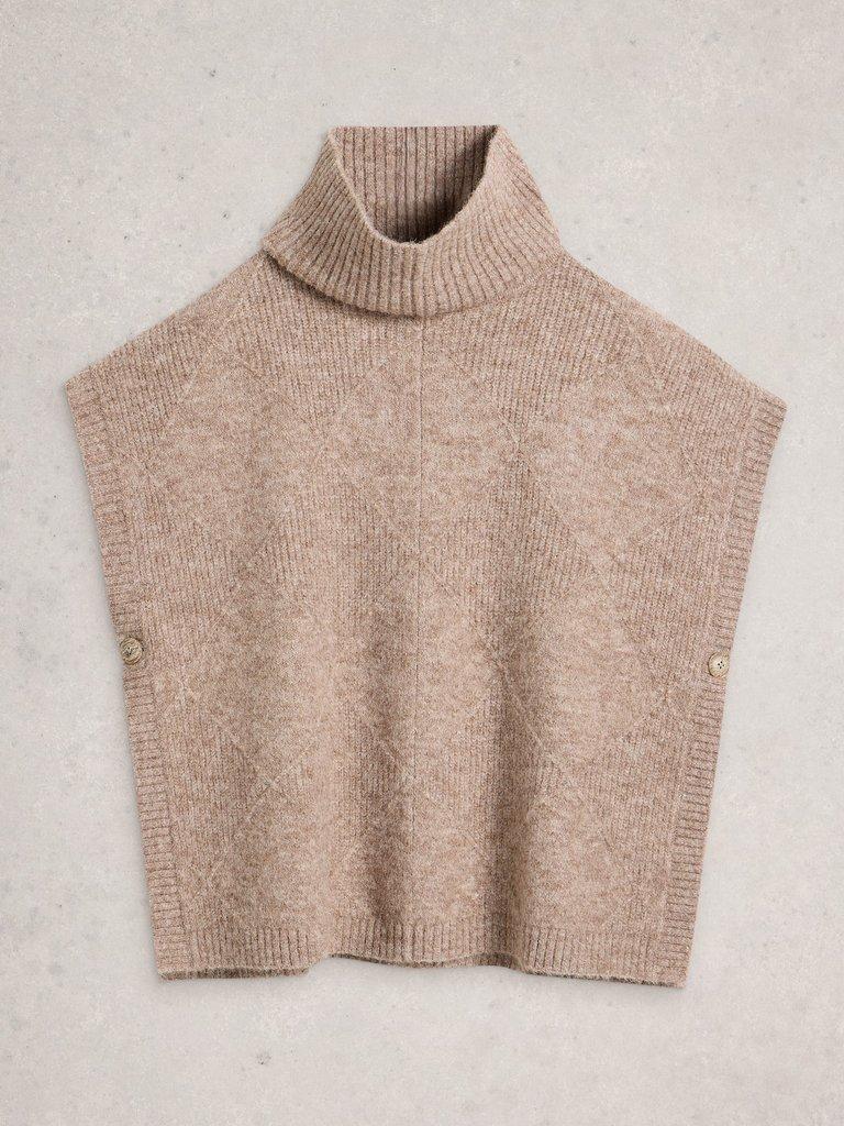 Diamond Stitch Poncho in LGT NAT - FLAT FRONT