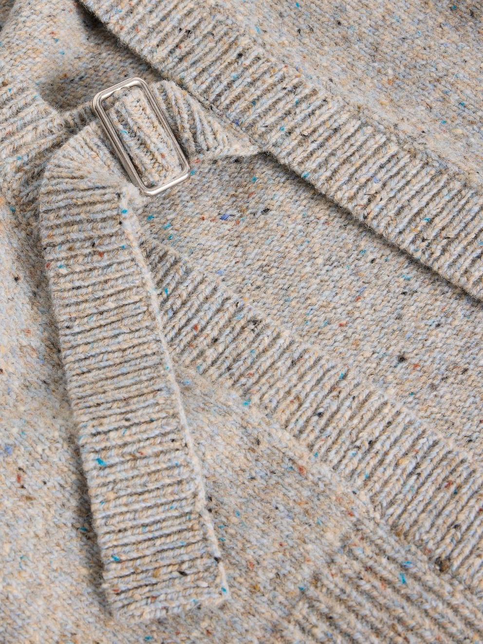Tanya Tabard Poncho in GREY MARL - FLAT DETAIL