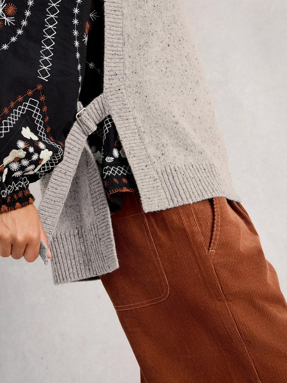 Tanya Tabard Poncho in GREY MARL - MODEL DETAIL