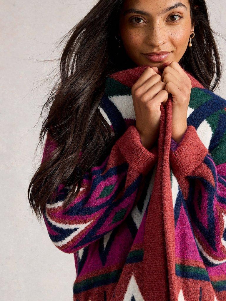 ALICE ABSTRACT CARDI in PLUM MLT - LIFESTYLE