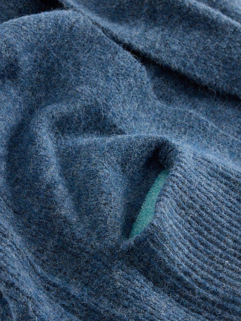 ERIN LONG LINE CARDI in DK BLUE - FLAT DETAIL
