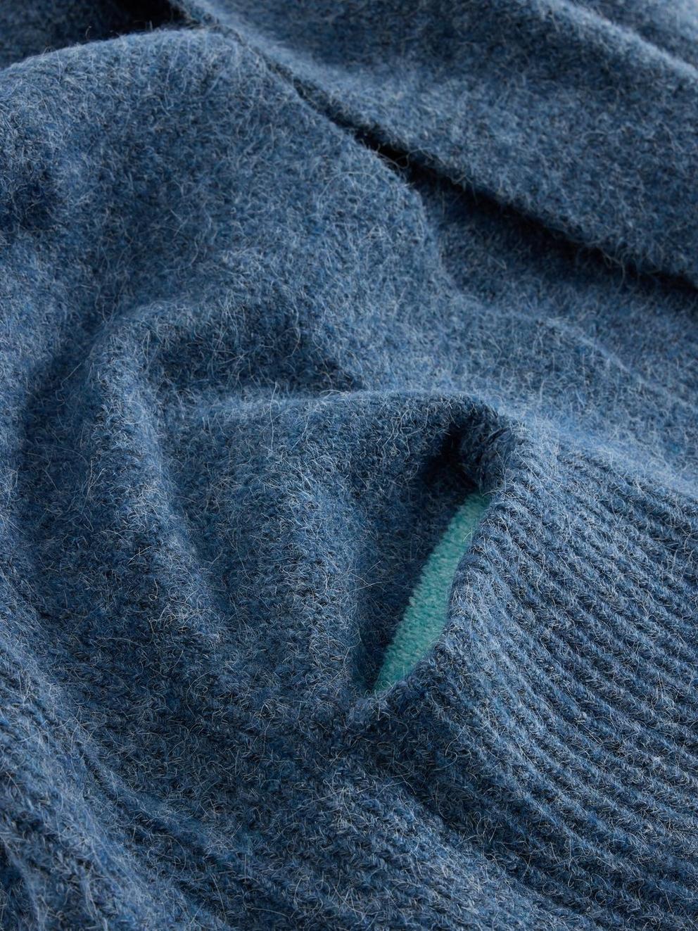 ERIN LONG LINE CARDI in DK BLUE - FLAT DETAIL