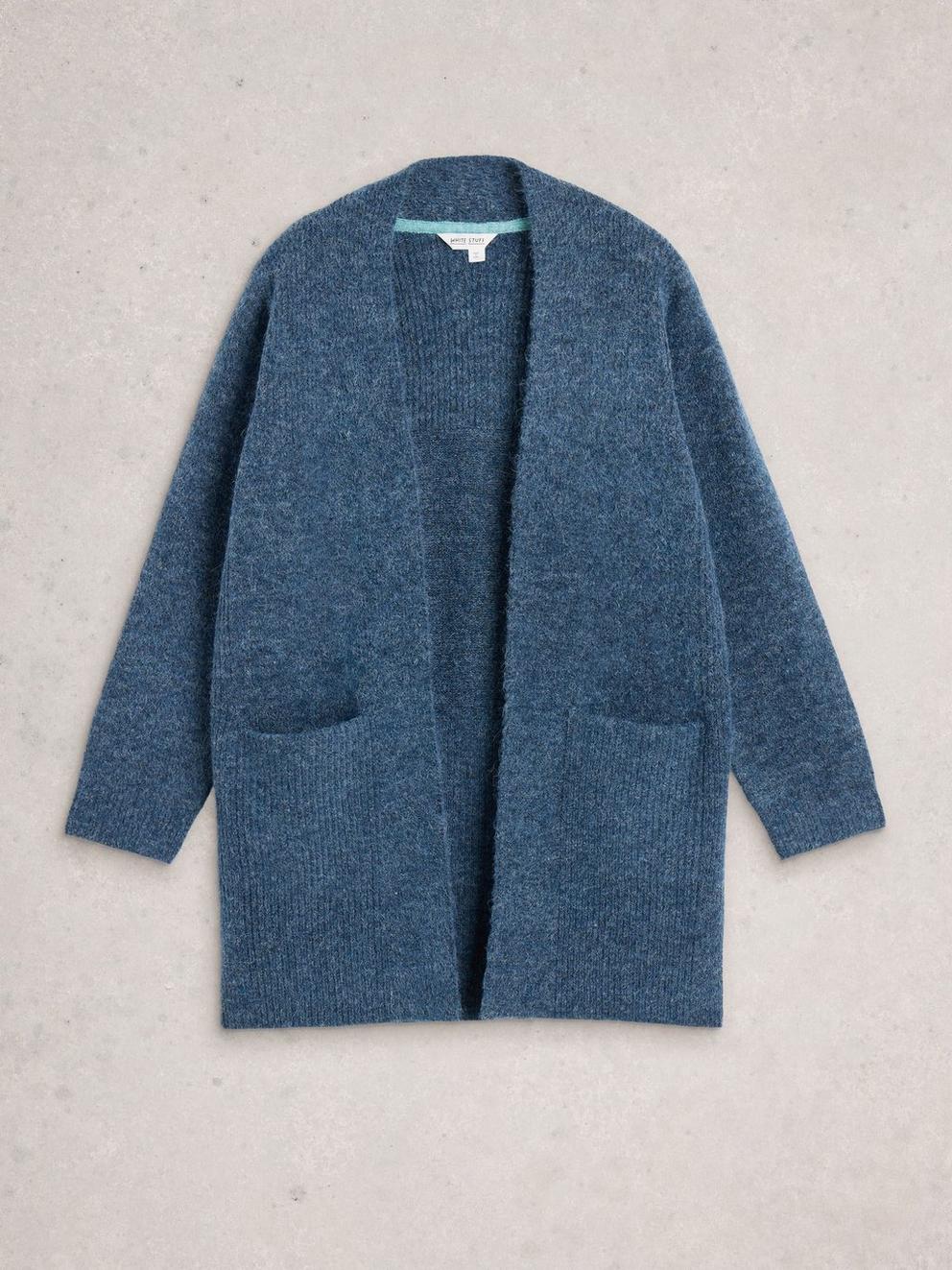 ERIN LONG LINE CARDI in DK BLUE - FLAT FRONT
