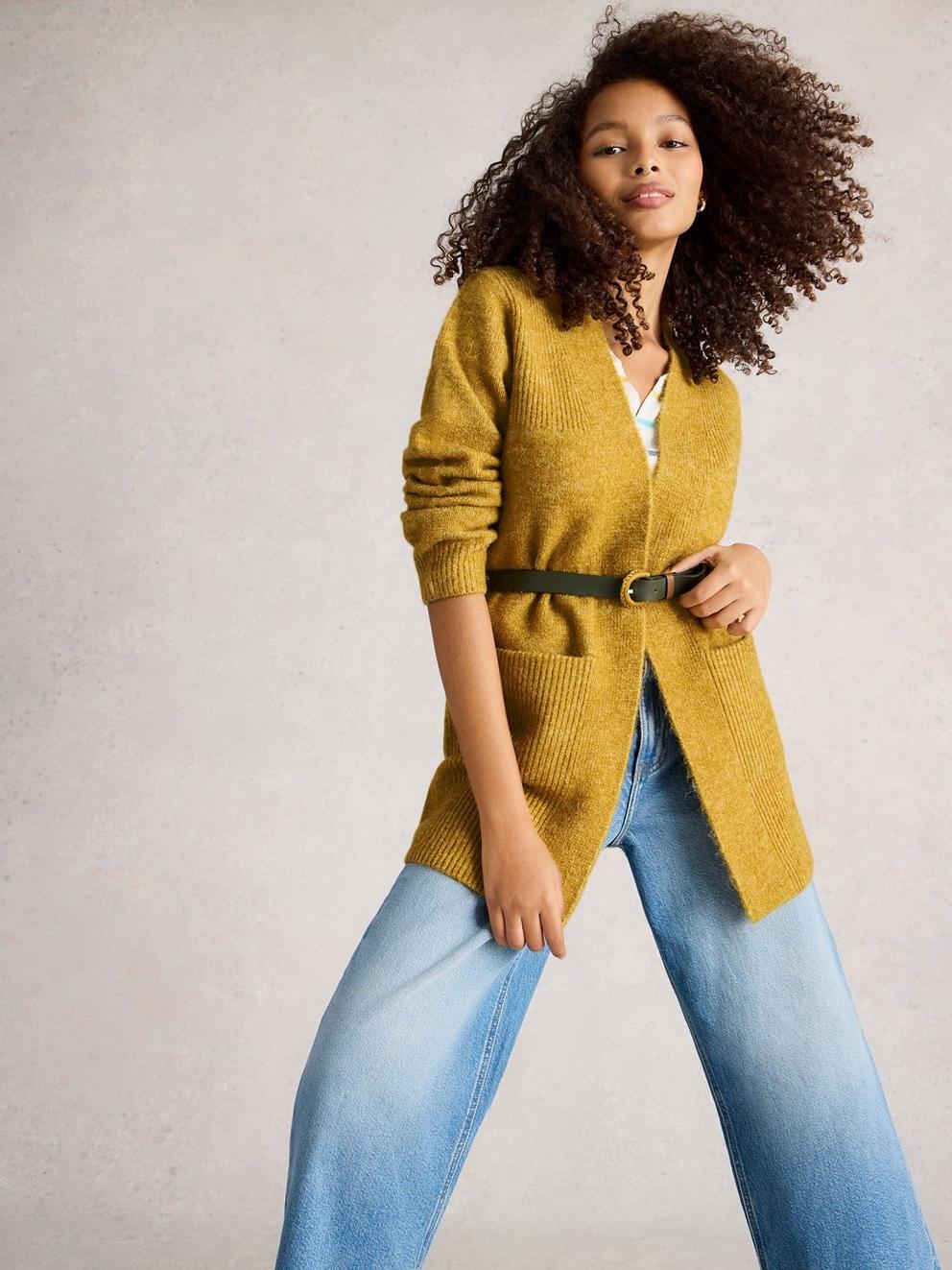 ERIN LONG LINE CARDI in MID CHART - MODEL BACK