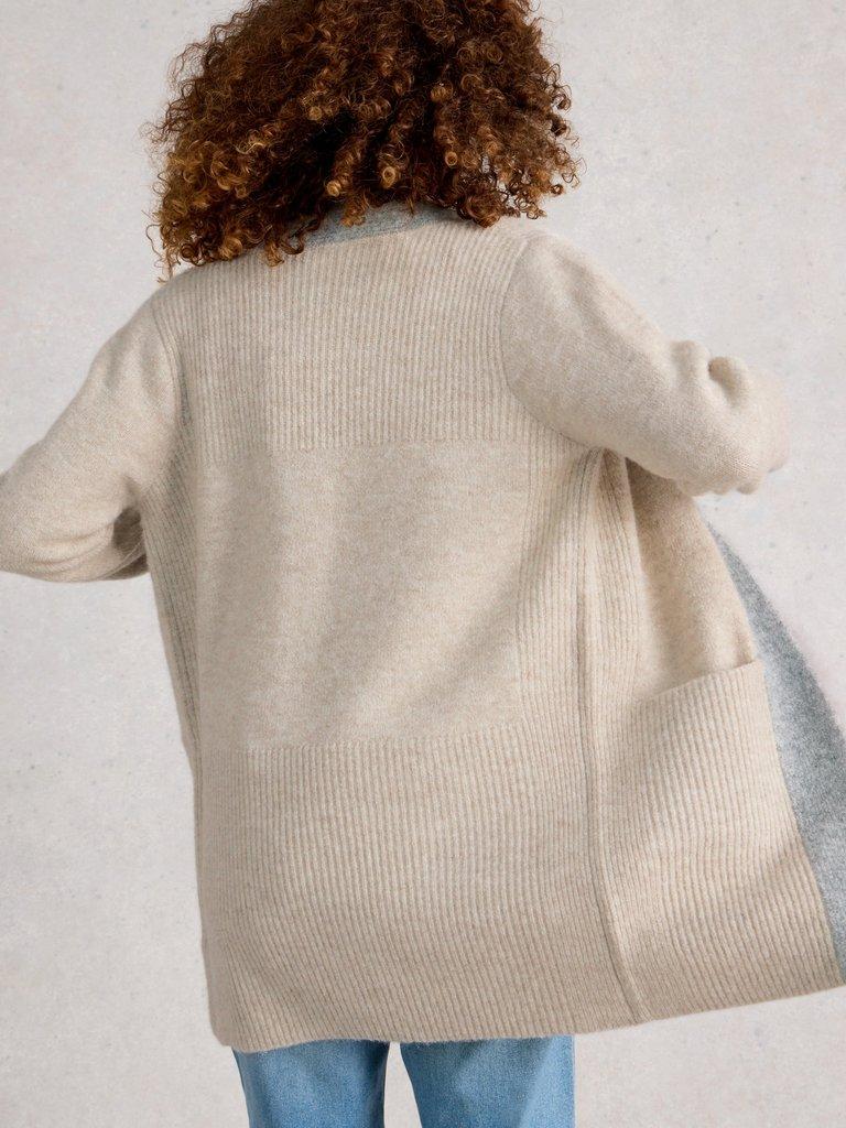 ERIN LONG LINE CARDI in NAT MLT - MODEL BACK