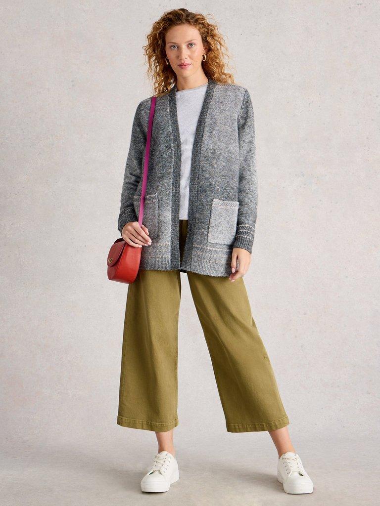 LILBET CARDI in GREY MLT - MODEL FRONT