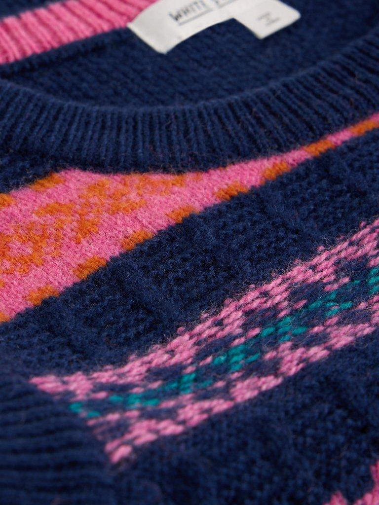 LOTTIE FAIRISLE WOOL BLEND JUMPER in NAVY MULTI - FLAT DETAIL