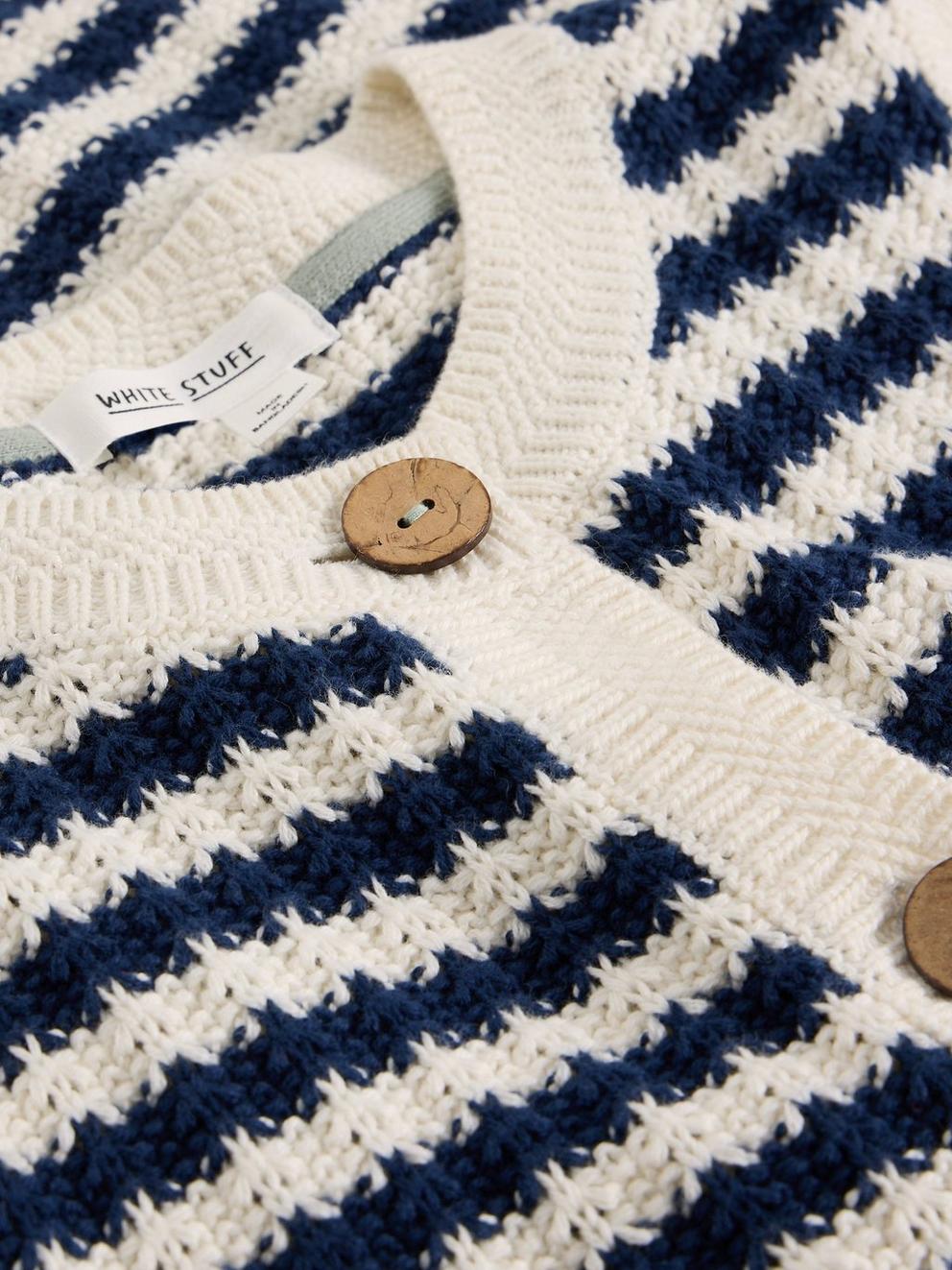 SIENNA STRIPE BUTTON TANK in NAVY MULTI - FLAT DETAIL
