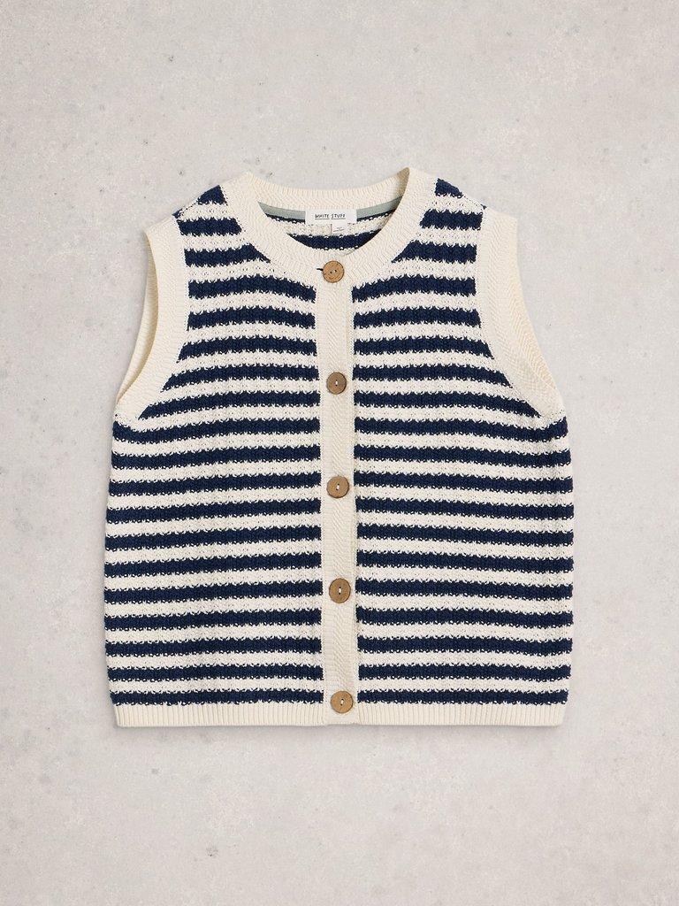 SIENNA STRIPE BUTTON TANK in NAVY MULTI - FLAT FRONT